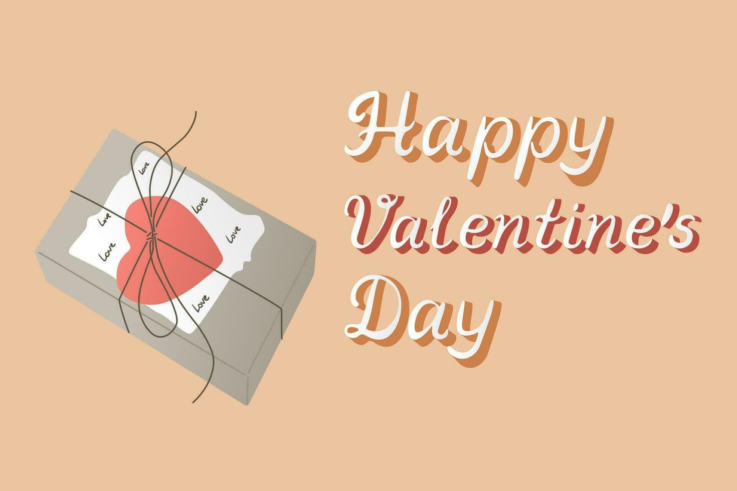 St Valentines day retro greeting banner or card. Handwriting lettering for valentines day with flat illustration for social media. Greeting card or background. vector