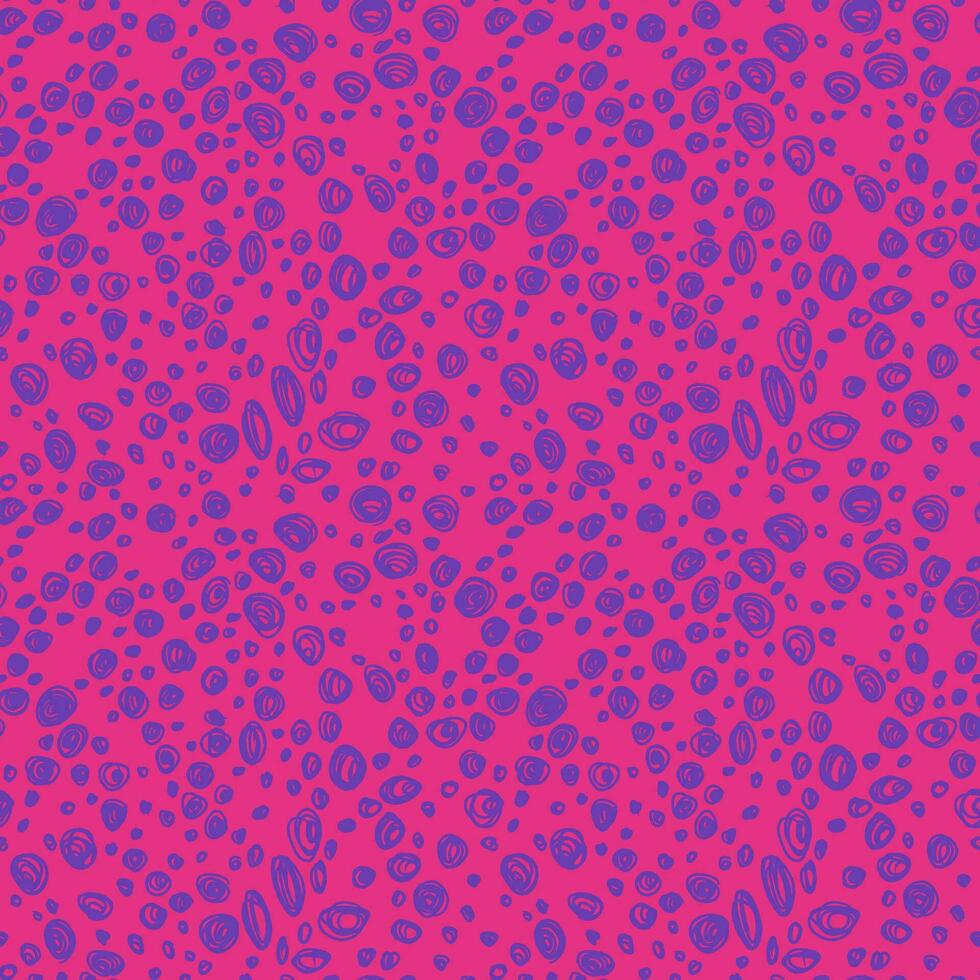 Bold neon colored 90s style pattern with scribbles. Modern trendy background or illustration. Purple hand drawn scribbles on pink background. Abstract textile, banner, wrapping paper vector