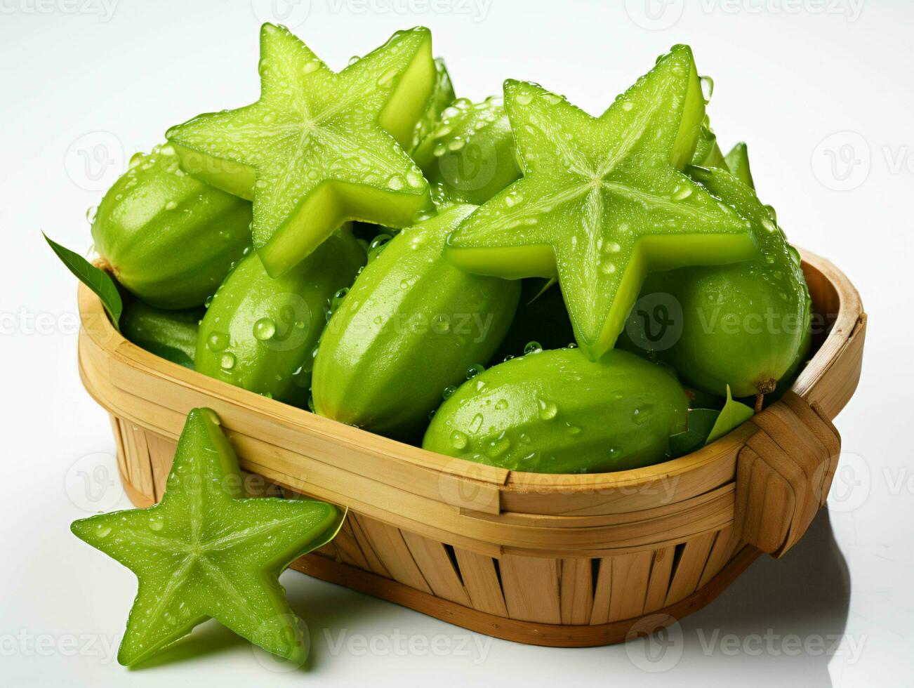 AI generated Fresh Carambola Fruit with Water Drops. Star Fruit. Generative AI photo