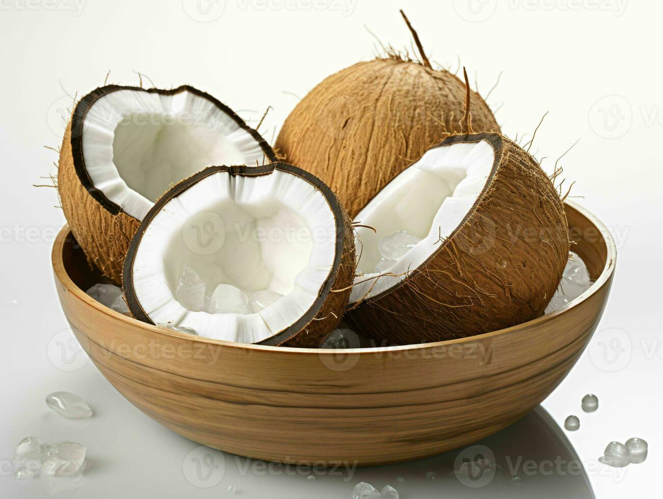 AI generated Fresh Coconut. Coconut Pieces. Generative AI photo
