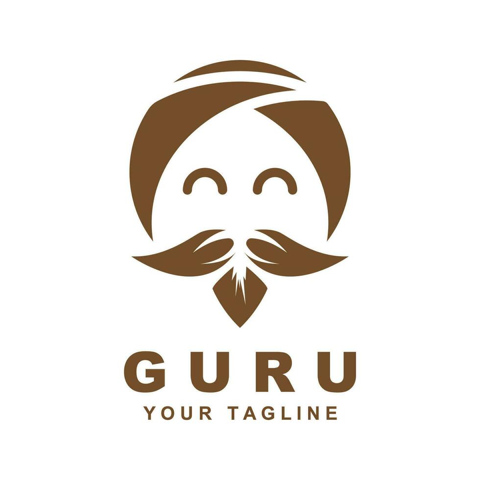 guru logo icon design vector illustration. logo suitable for man related product, yoga, knowledge and traveling agency