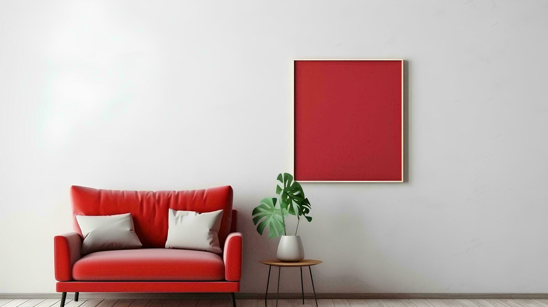 AI generated Red sofa and recliner in apartment, modern living room interior design, Mockup frame concept in simple comfortable living room interior, 3d rendering photo