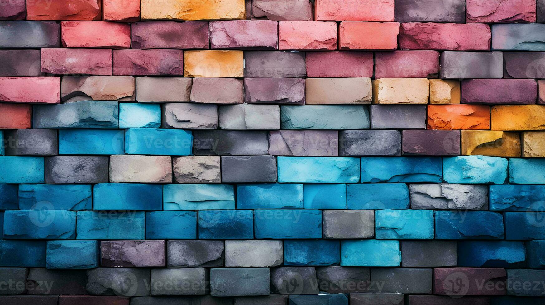 AI generated Colorful brick wall background photo