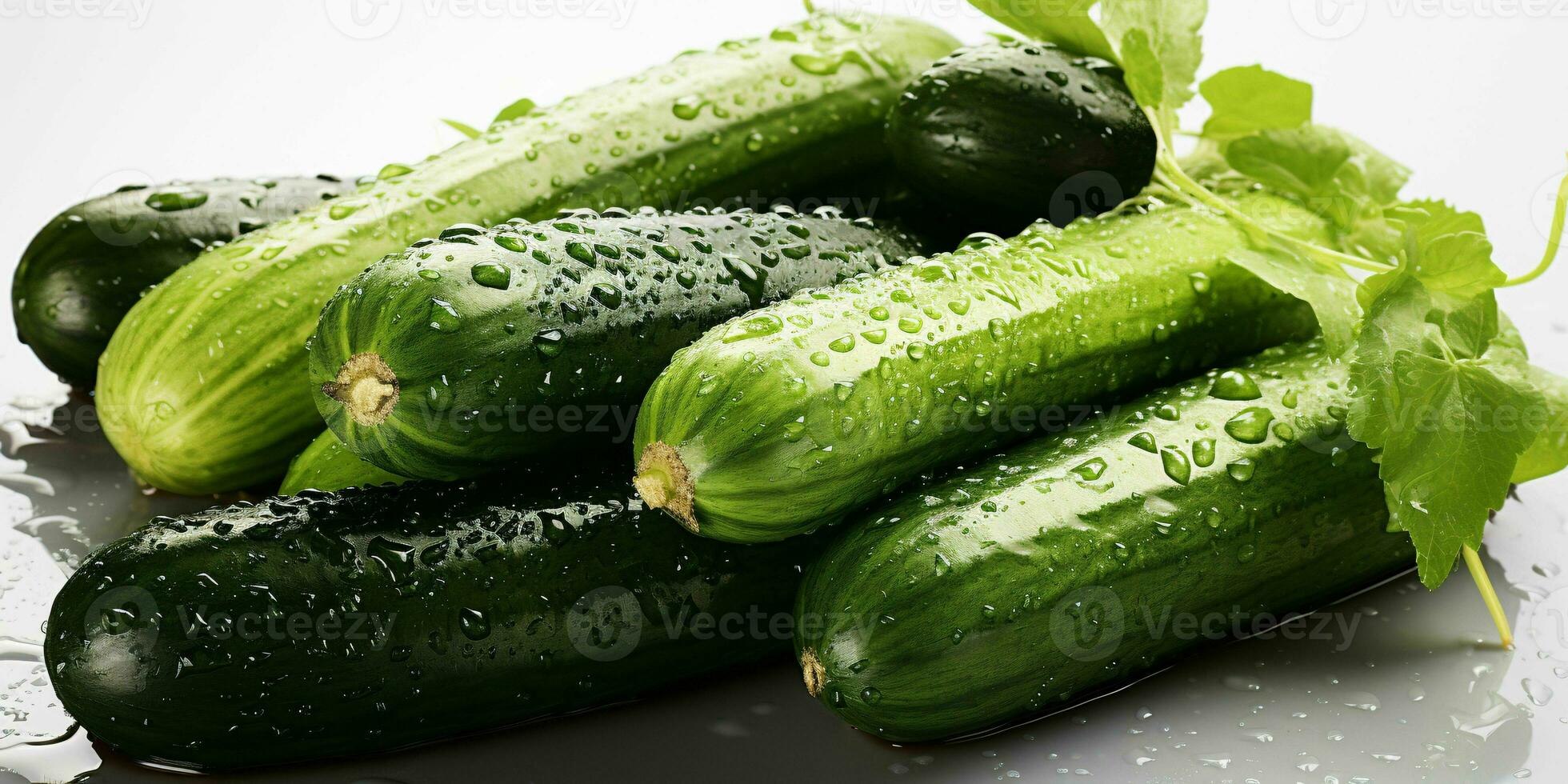 AI generated Fresh Cucumber with Water Droplets. Generative AI photo