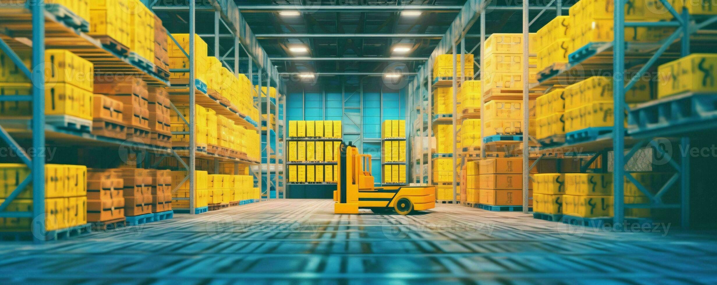 AI generated Huge Warehouse Logistic. Industrial Distribution Center Background. Generative AI photo