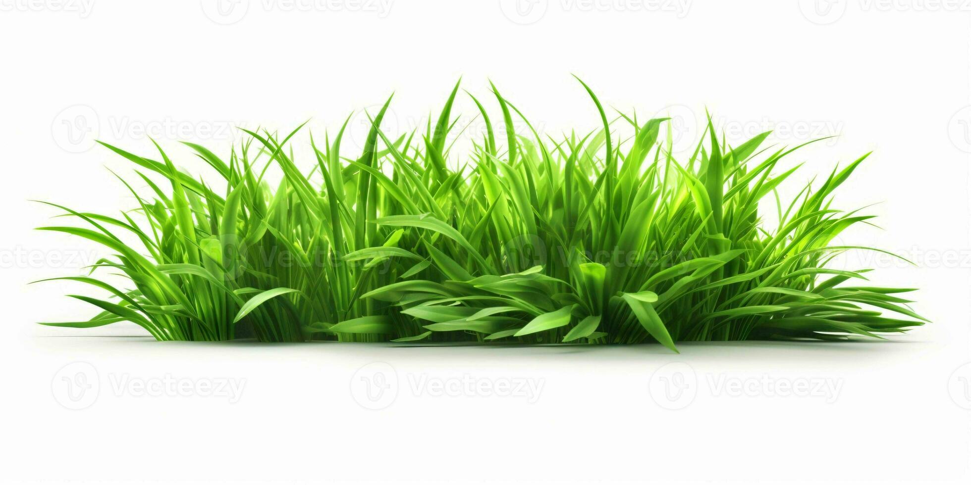 AI generated Fresh Green Grass Isolated on White Background. Generative AI photo