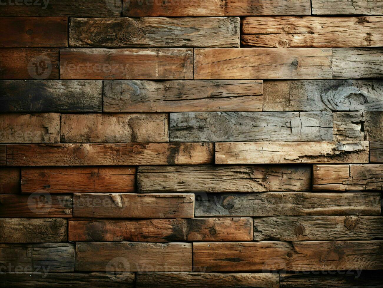 AI generated Wooden Brick Wall Background. Wood Wall Texture. Generative AI photo