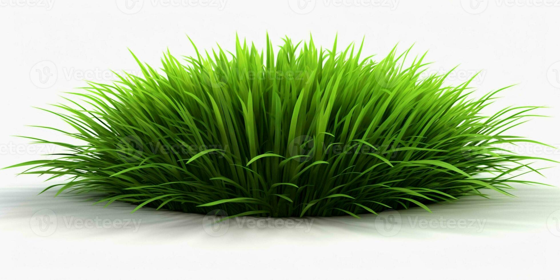 AI generated Fresh Green Grass Isolated on White Background. Generative AI photo