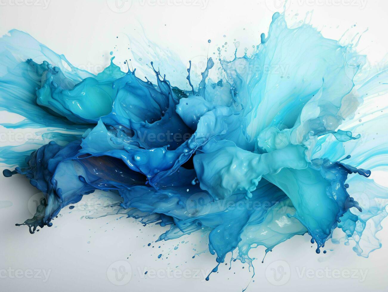 AI generated Blue Paint Splash on White Background. Paint Stain. Generative AI photo