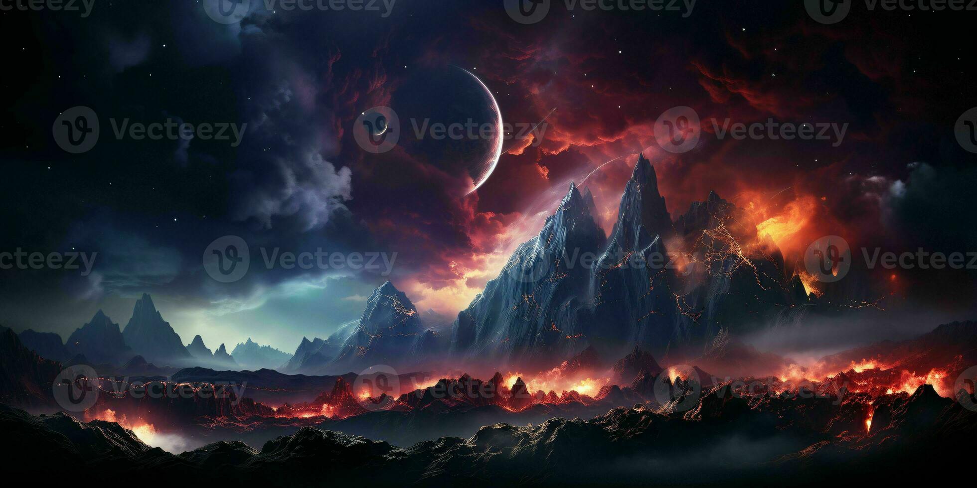 AI generated Colorful Space Background with Nebula, Galaxies, and Planets. Starry Cosmos Background. Generative AI photo