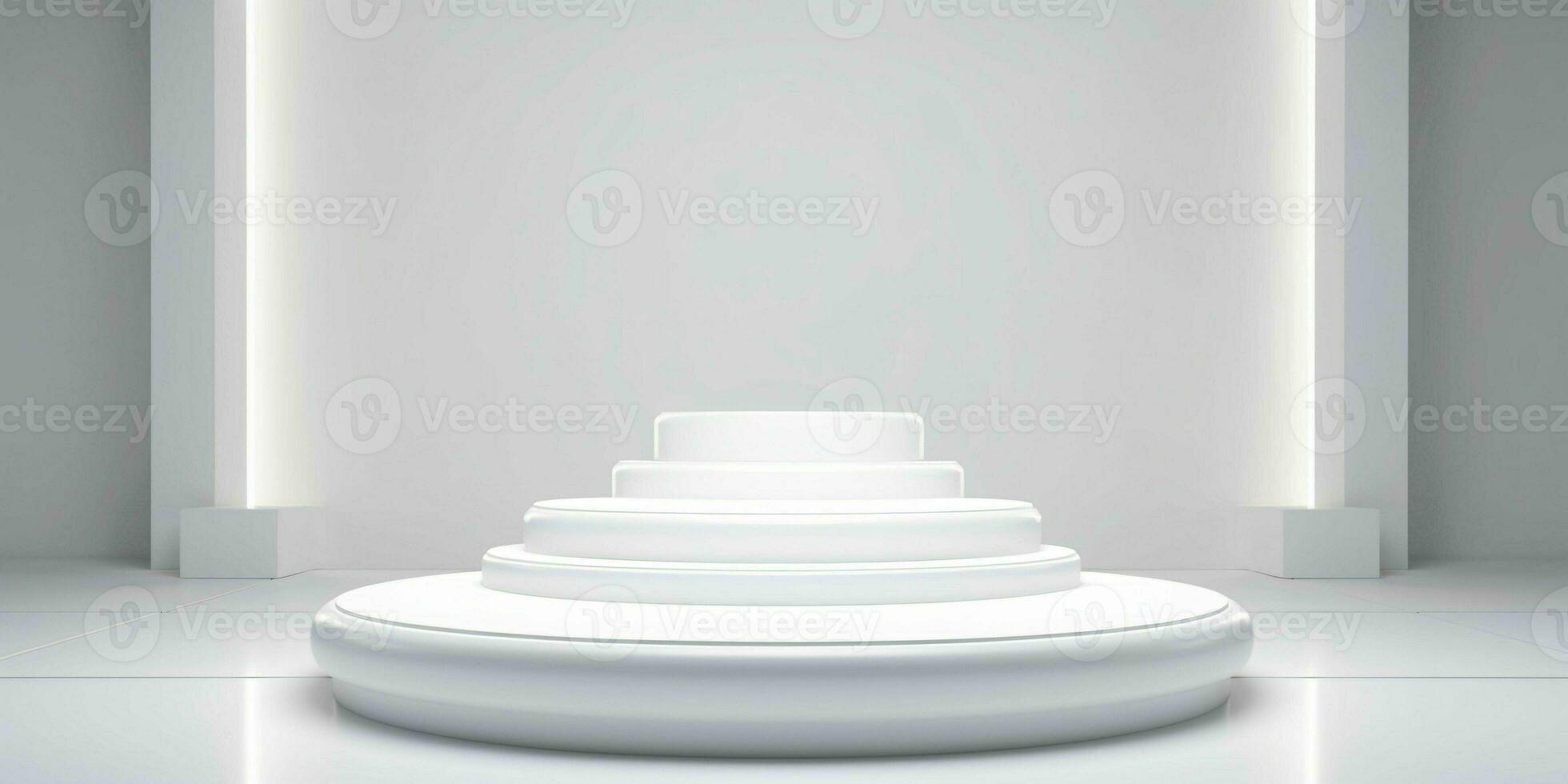 AI generated White 3D Room with Podium or Stand for Product Display. Futuristic Podium Scene. Generative AI photo