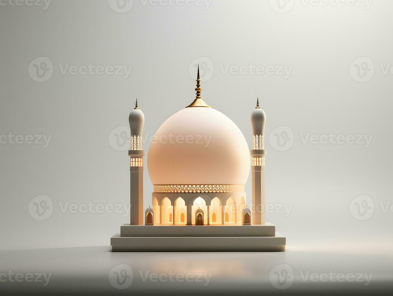 AI generated Minimalist Mosque Miniature. Ramadan Kareem Background. Generative Ai photo