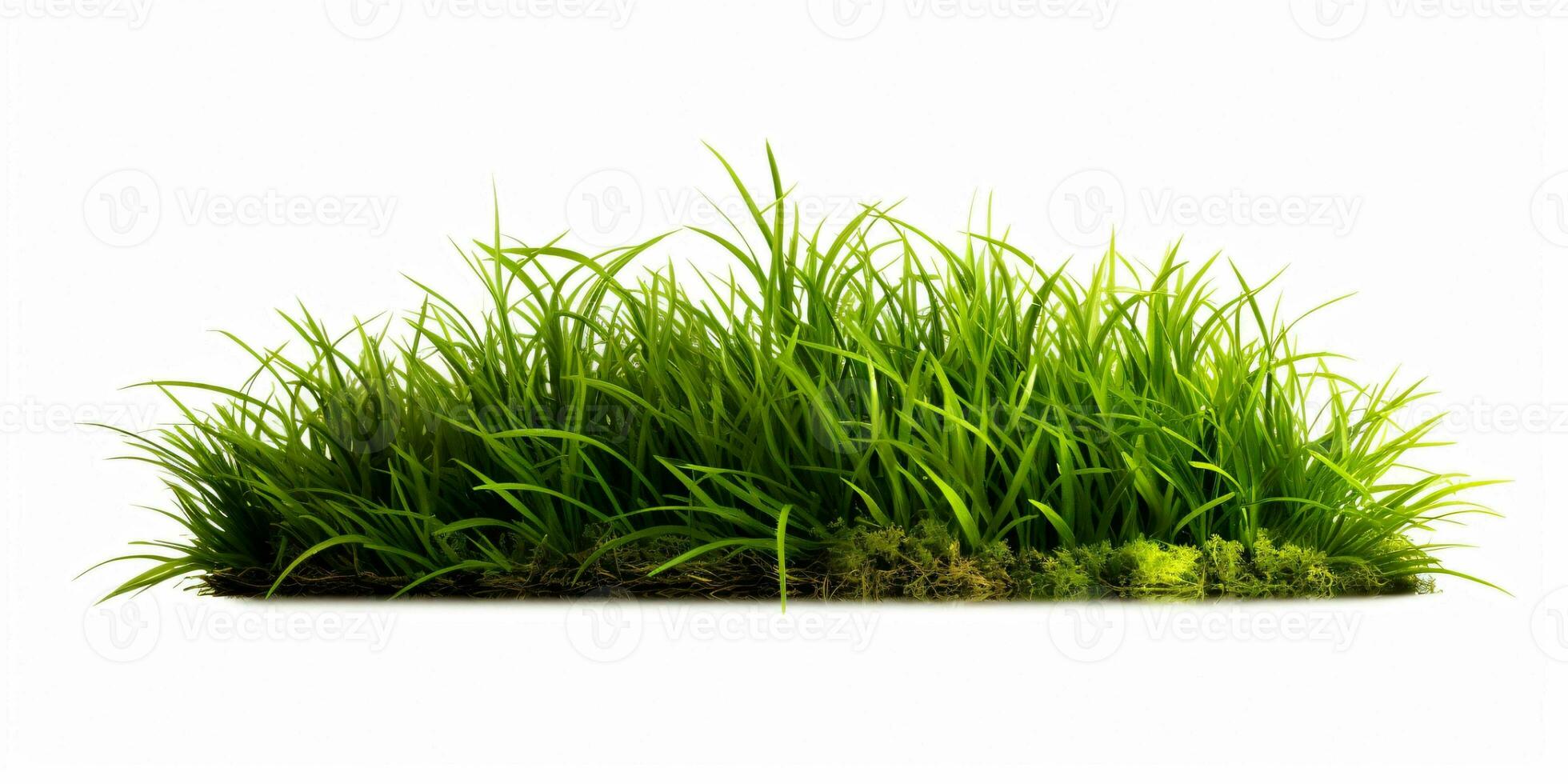 AI generated Fresh Green Grass Isolated on White Background. Generative AI photo