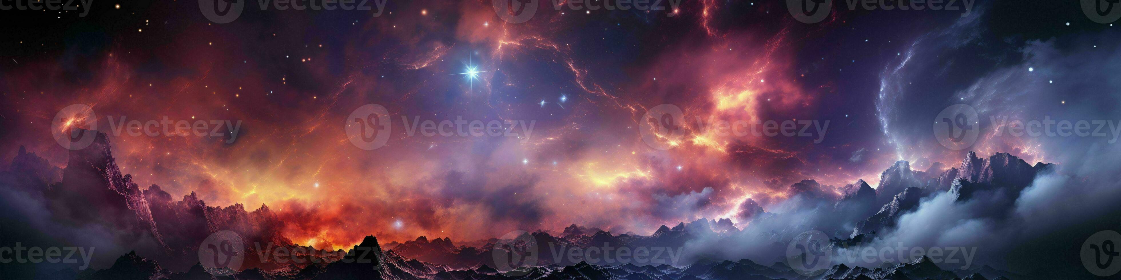 AI generated Colorful Space Background with Nebula, Galaxies, and Planets. Starry Cosmos Background. Generative AI photo