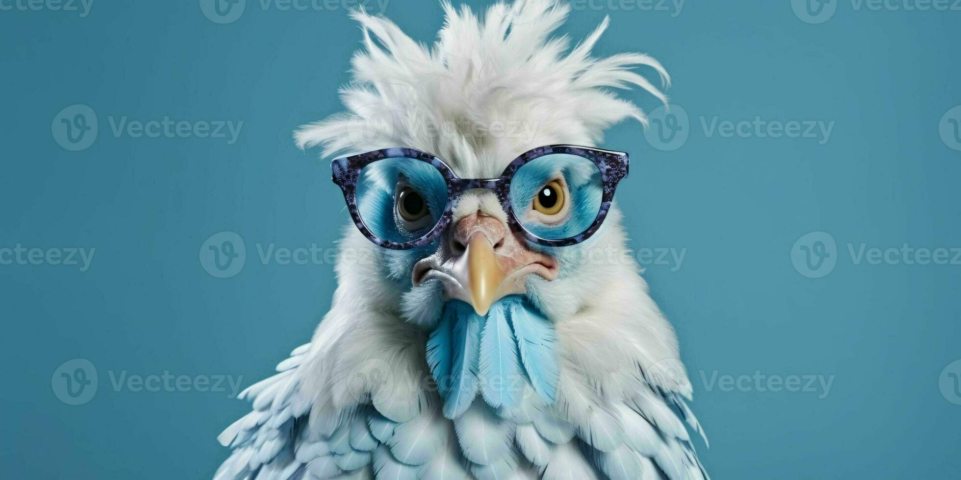 AI generated Cute and Funny Chicken Wearing Glasses and Casual Outfit. Generative AI photo
