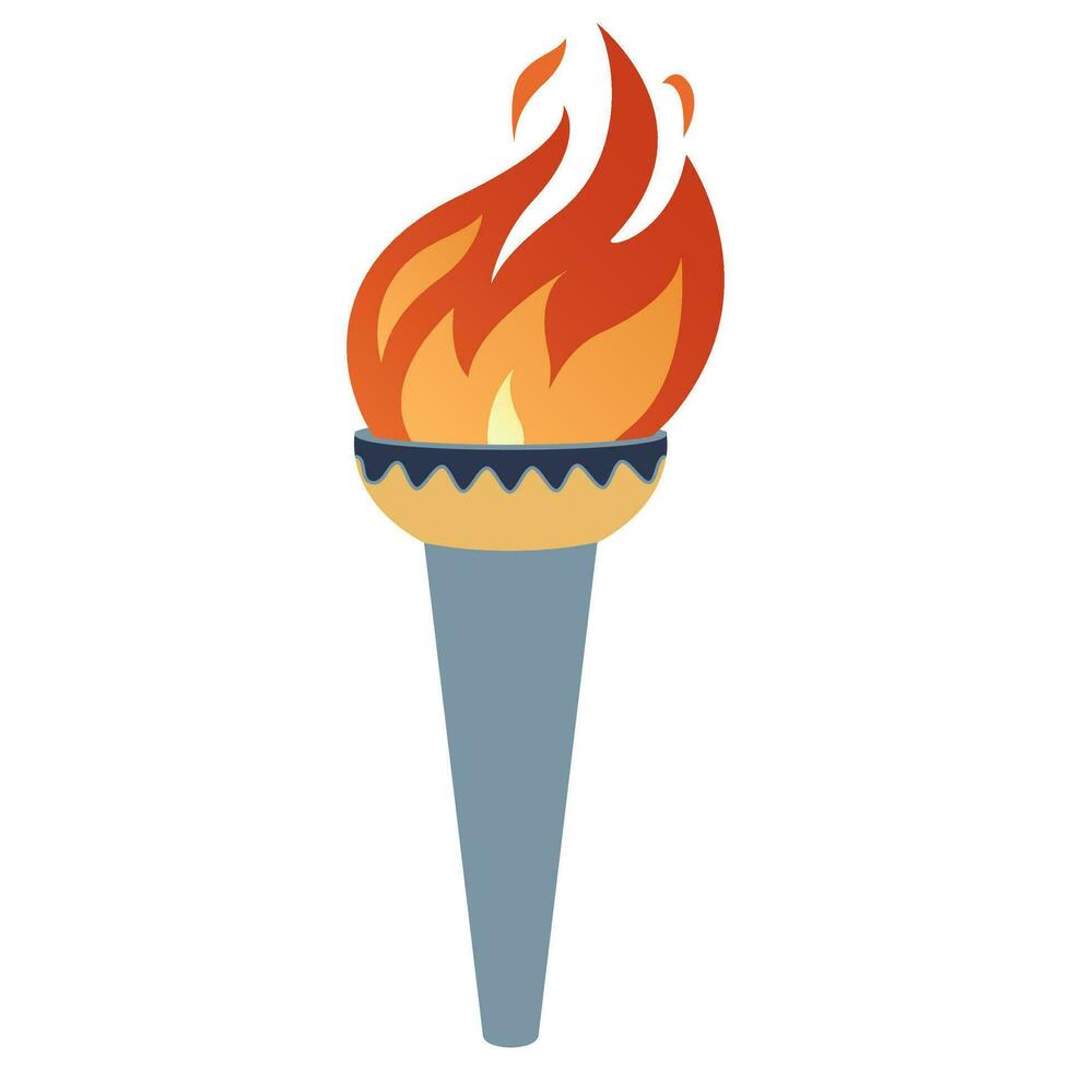 Torch with burning fire in flat design vector