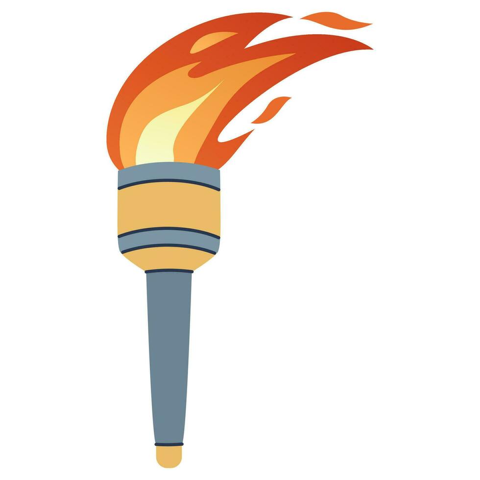 antorcha con ardiente fuego en plano diseño vector