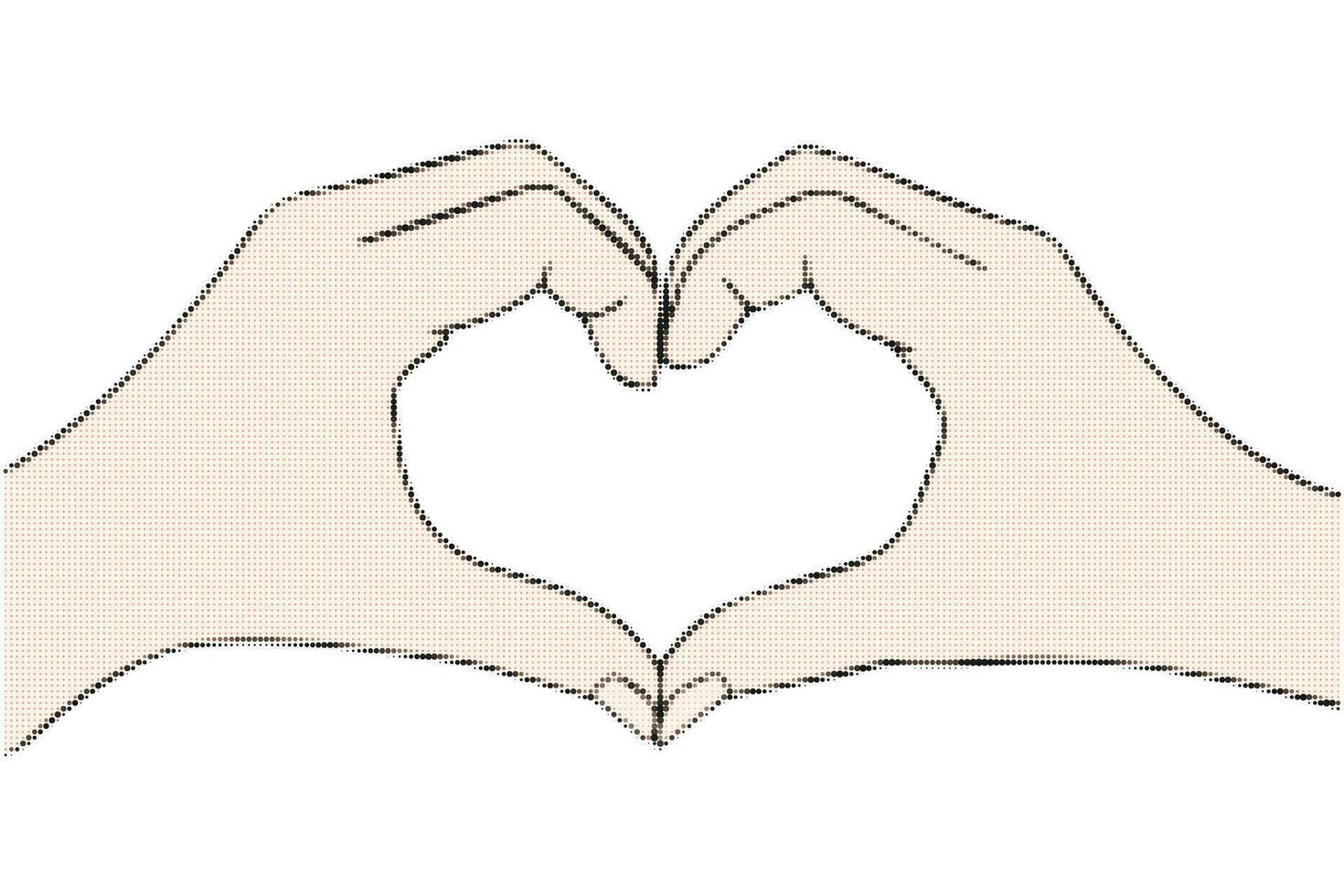 Hands making or formatting a heart symbol. Collage element with hands vector