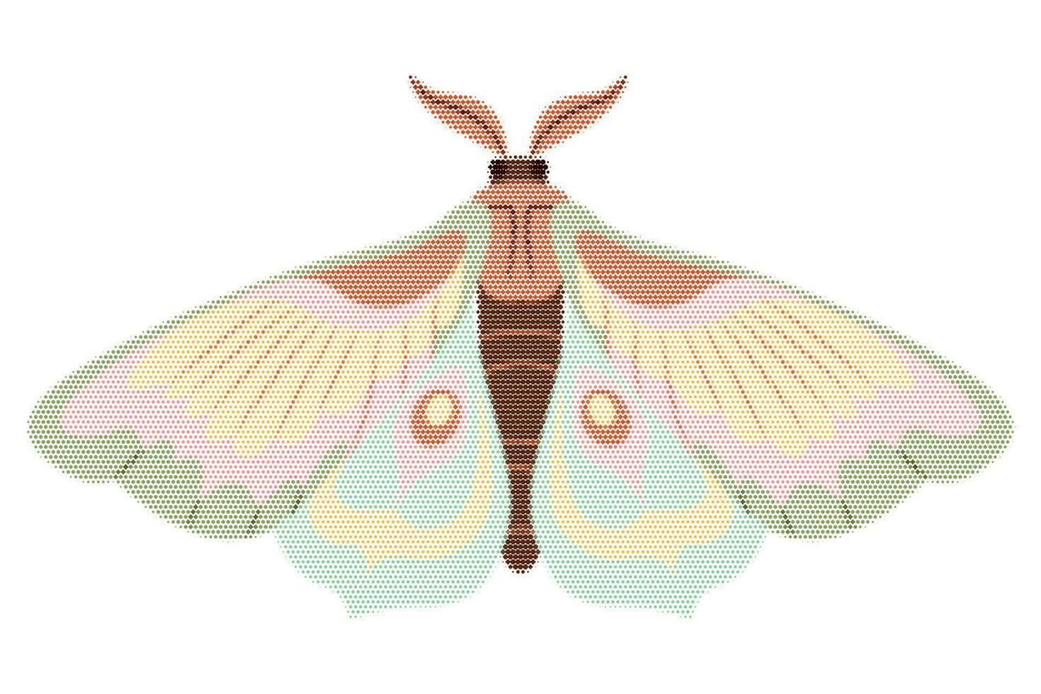 Retro Halftone butterfly background. Color Butterfly of halftone dots Collage element. vector