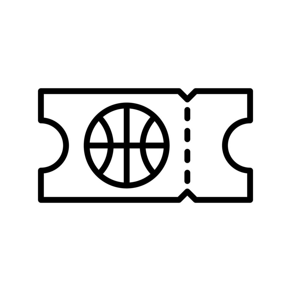Basketball ticket, match pass icon in line style design isolated on white background. Editable stroke. vector