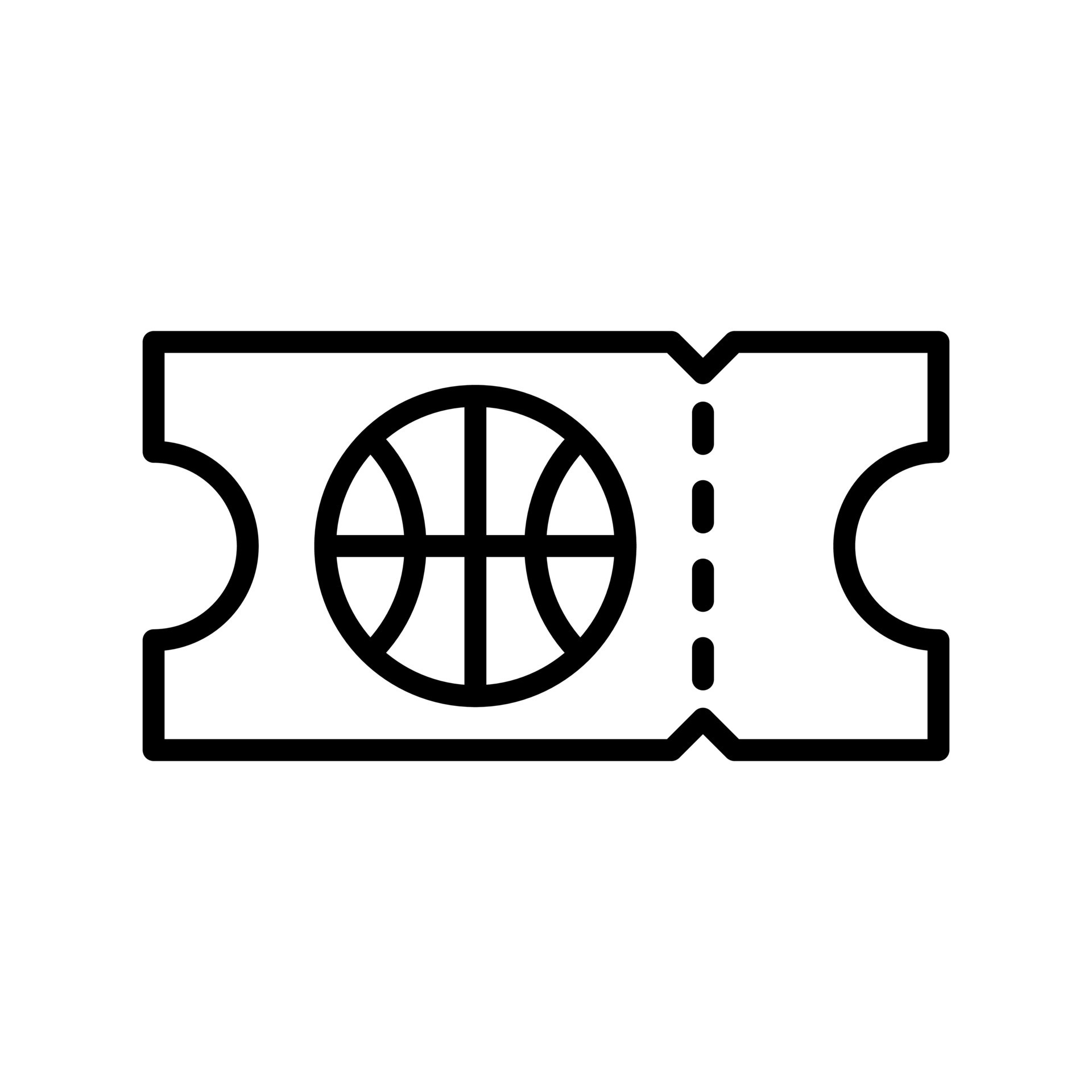 Basketball ticket, match pass icon in line style design isolated on