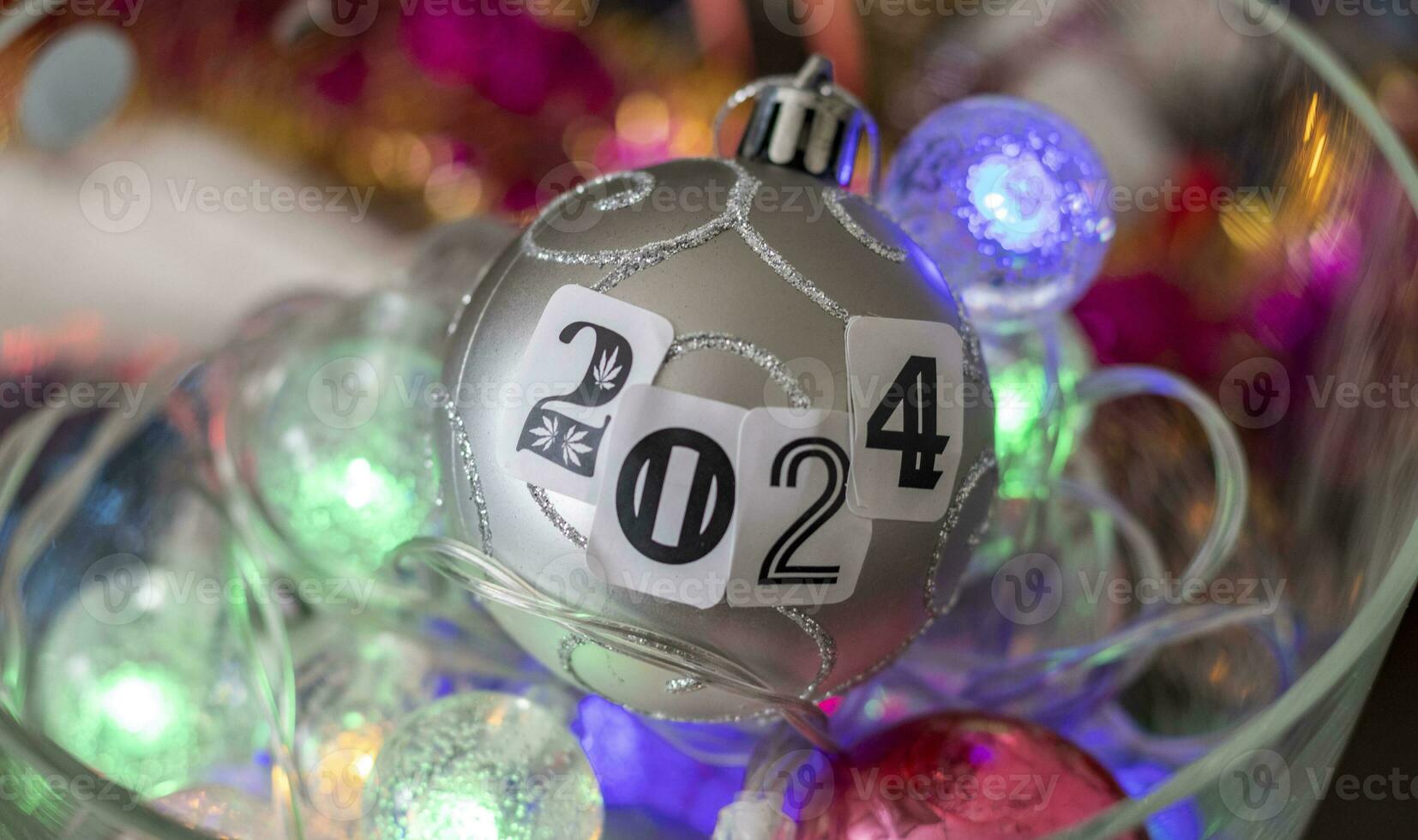 Close up shot of new year decorations. New year changing numbers. Holiday photo