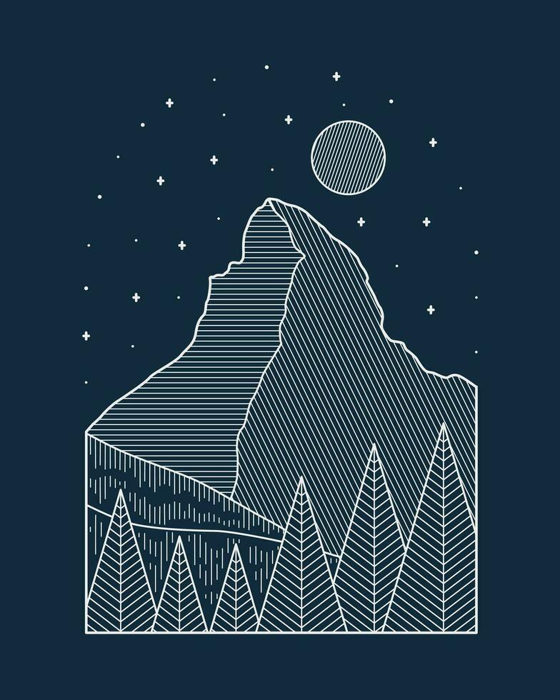 Zermatt matterhorn mountain switzerland in mono line vector design