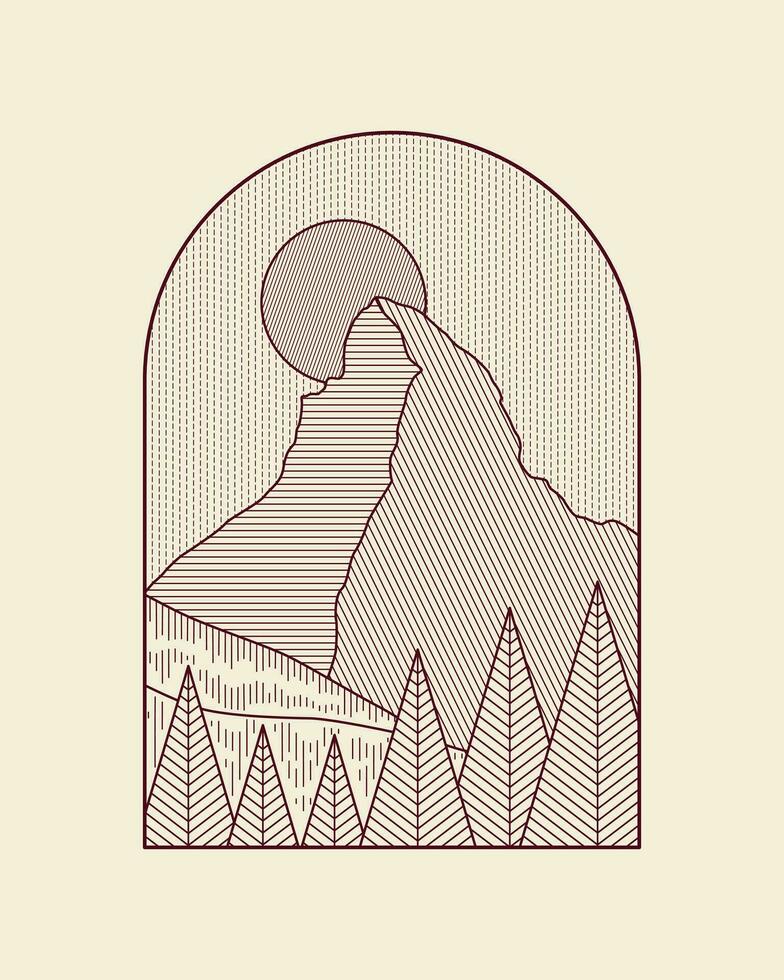 Matterhorn in Stunning Mono line Vector Design