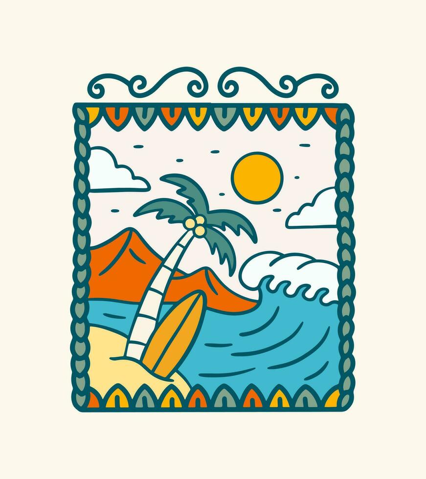 Take me for surfing summer time graphic t shirt badge sticker  vector illustration