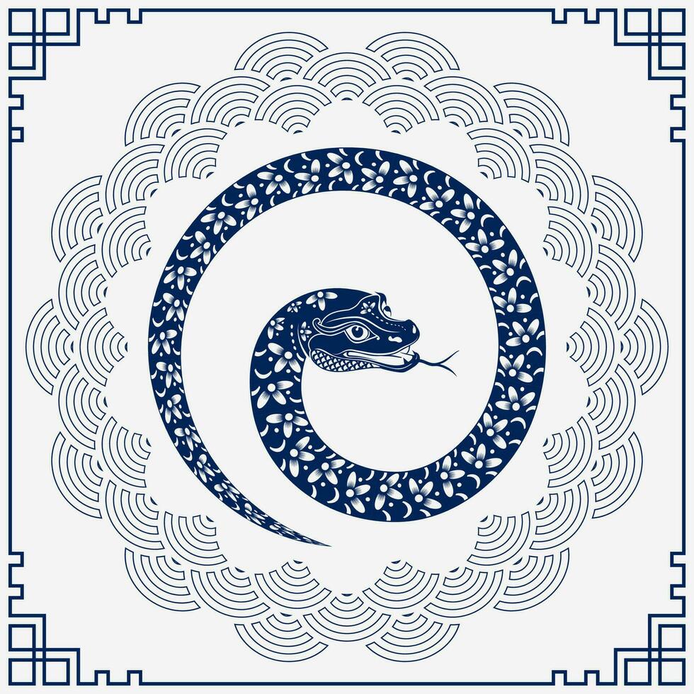 Happy Chinese new year 2025 Zodiac sign, year of the Snake vector