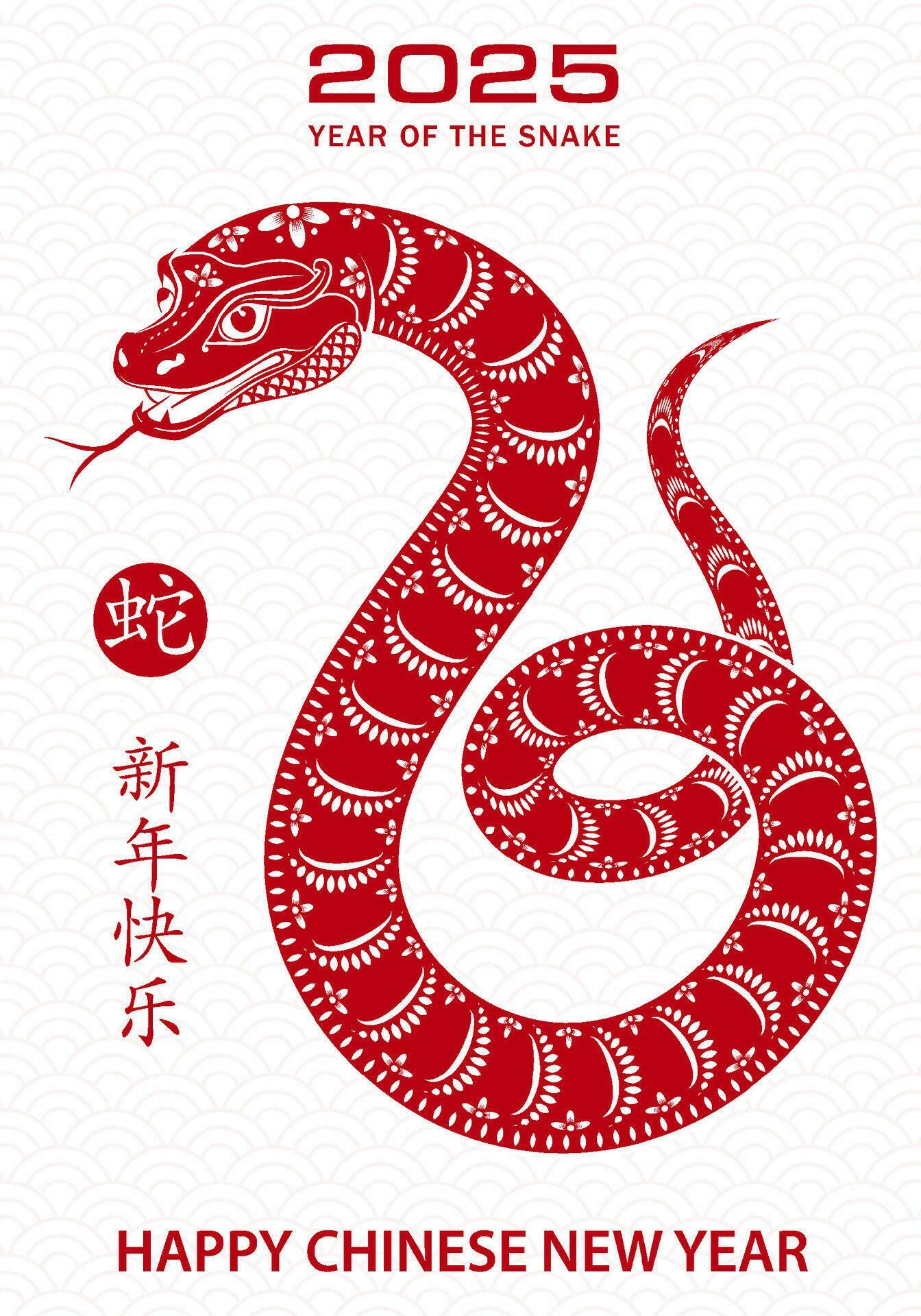 Happy Chinese new year 2025 Zodiac sign, year of the Snake 36430616 Vector Art at Vecteezy