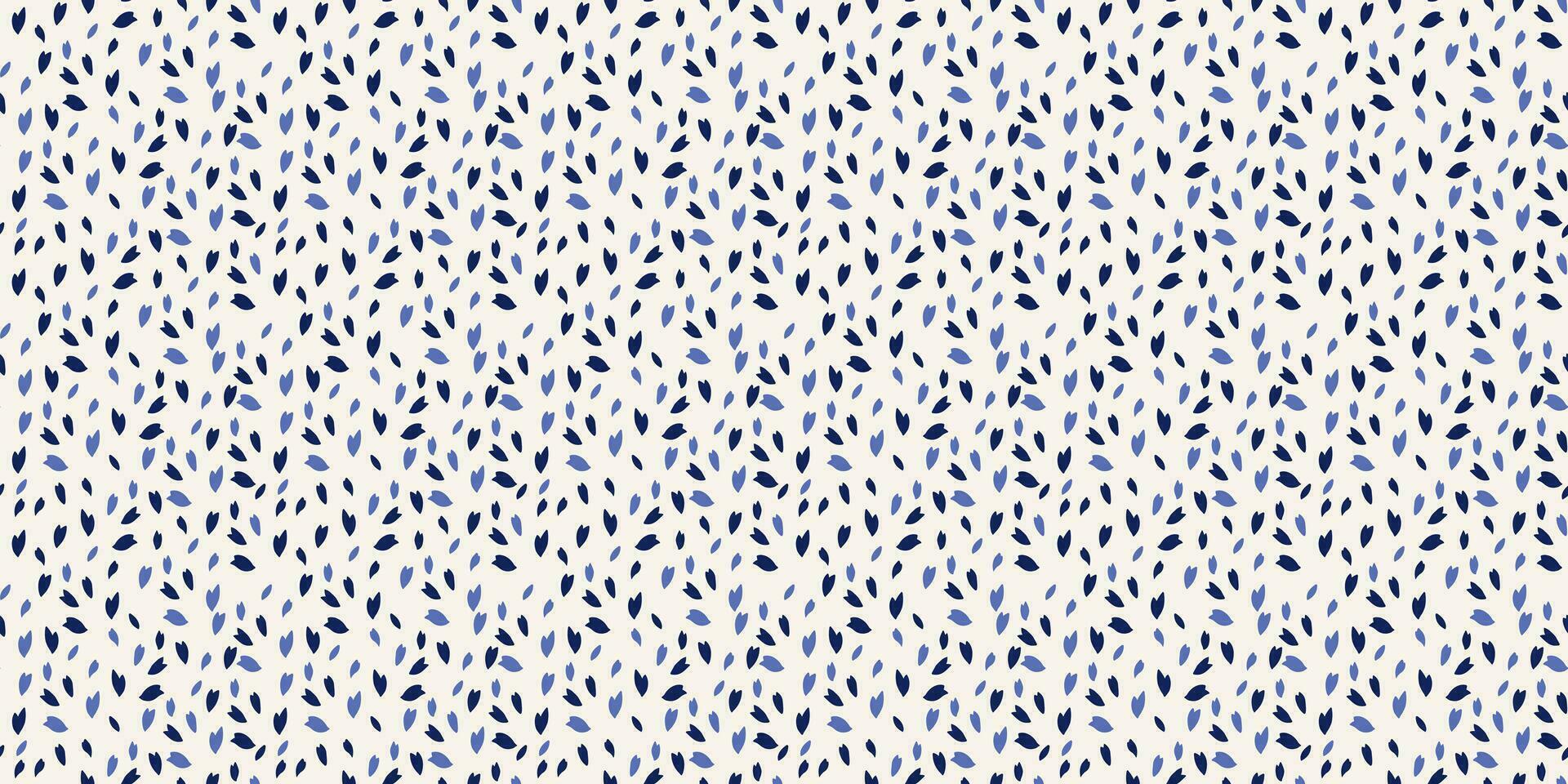 Seamless pattern with dark blue, black polka dot, random dots, spots, drops on a light background. Vector hand drawn sketch shape. Creative texture tiny, snowflakes, circles, leaflets printing.