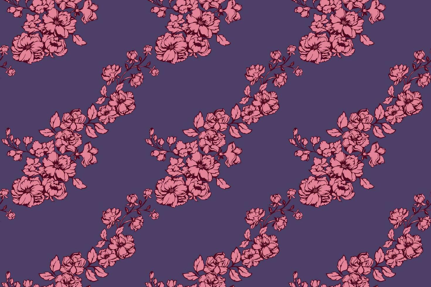 entrelazando flores monótono retro estado animico antecedentes. artístico resumen vector mano dibujado siluetas floreciente floral sin costura modelo. modelo para diseño, textil, moda, imprimir, tela