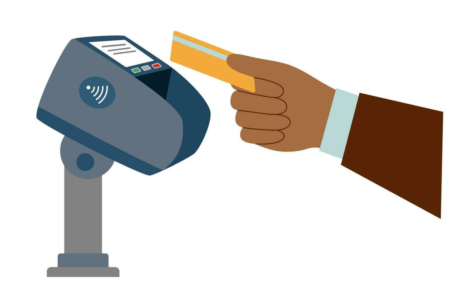 Payment device and hand with credit card vector