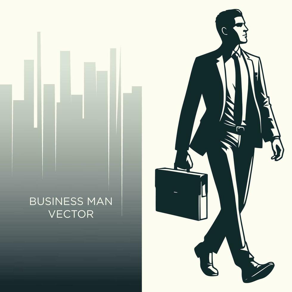 Businessman with Suitcase Walking, Business Vector