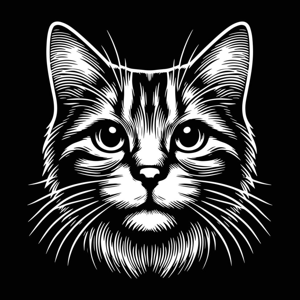 negro y blanco gato ilustración vector