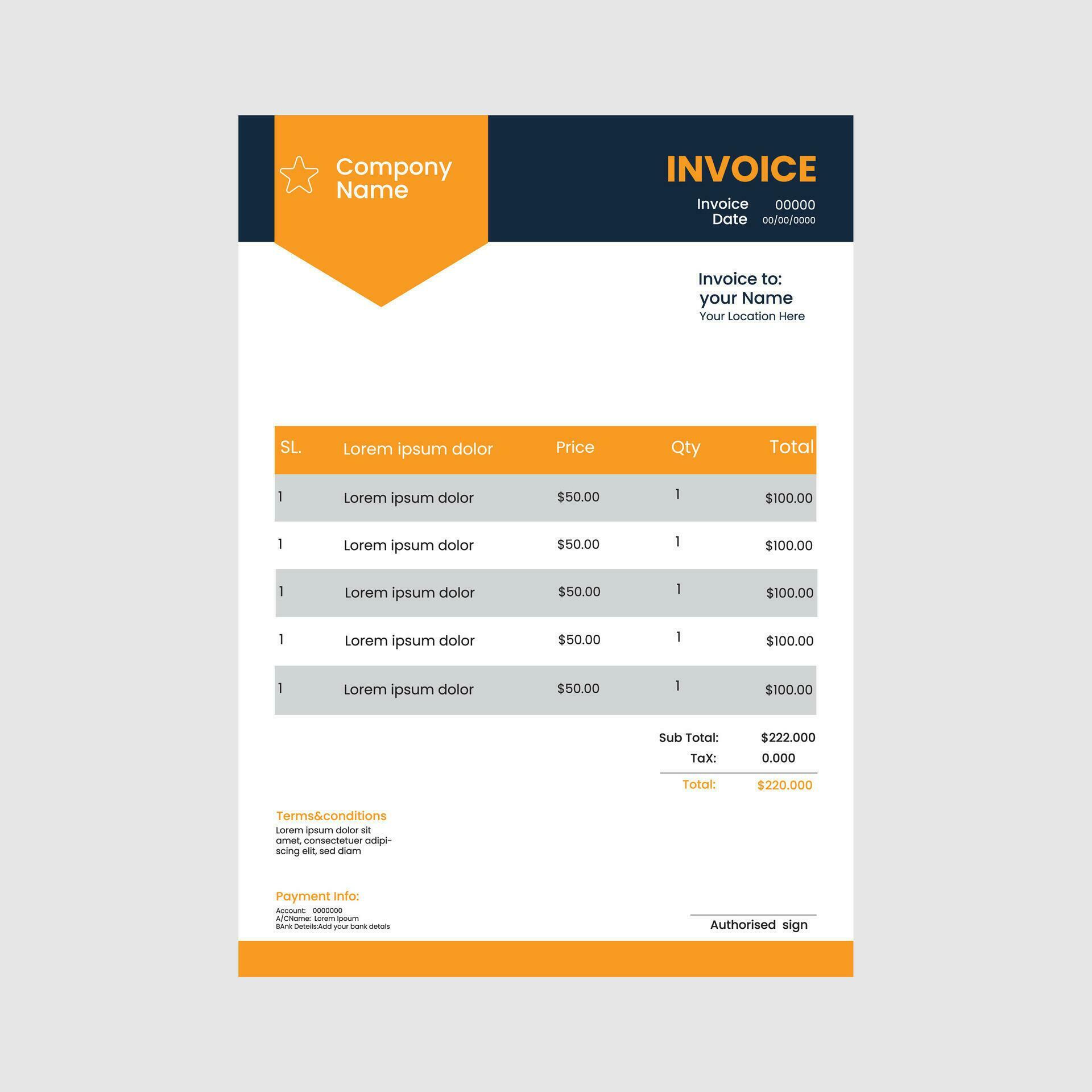 invoice template design 36430949 Vector Art at Vecteezy