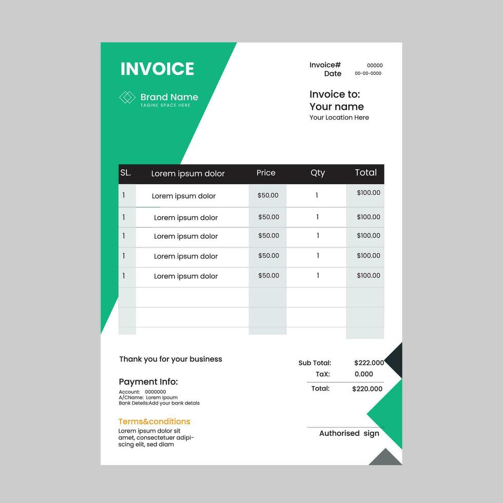 invoice template design 36430954 Vector Art at Vecteezy