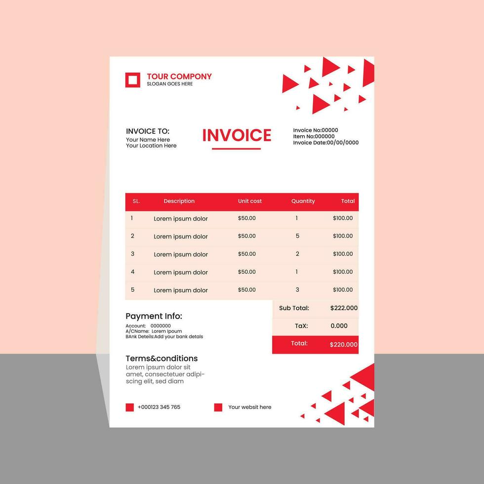 invoice template design vector