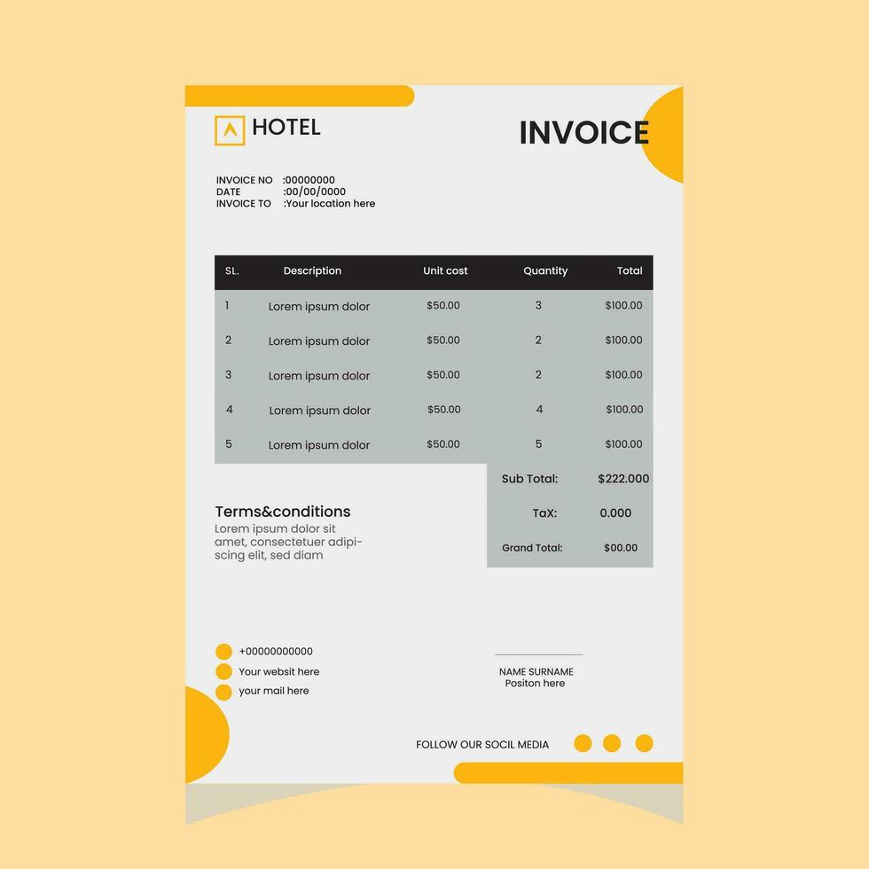 invoice template design vector