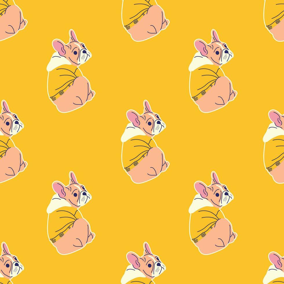 CUTE SITTING FRENCH BULLDOG PATTERN DESIGN vector