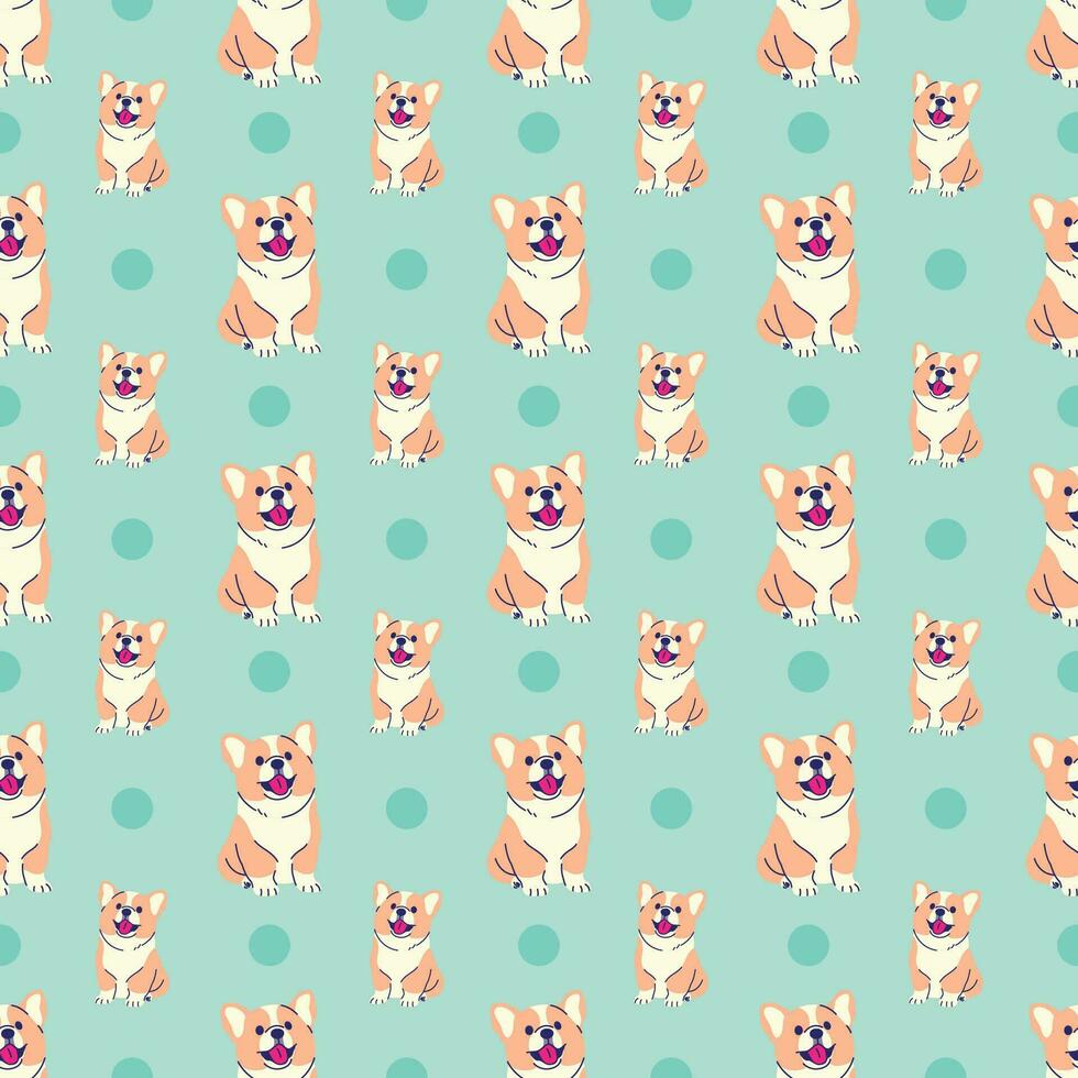 CUTE SITTING CORGI PUPPY PATTERN DESIGN vector