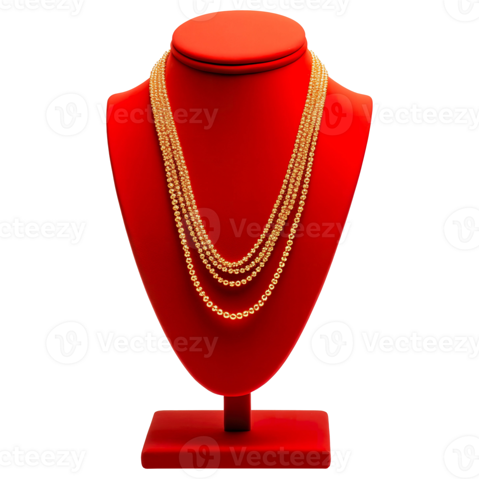 AI generated Gold Necklace on Display Stand Elegant Jewelry Photography png