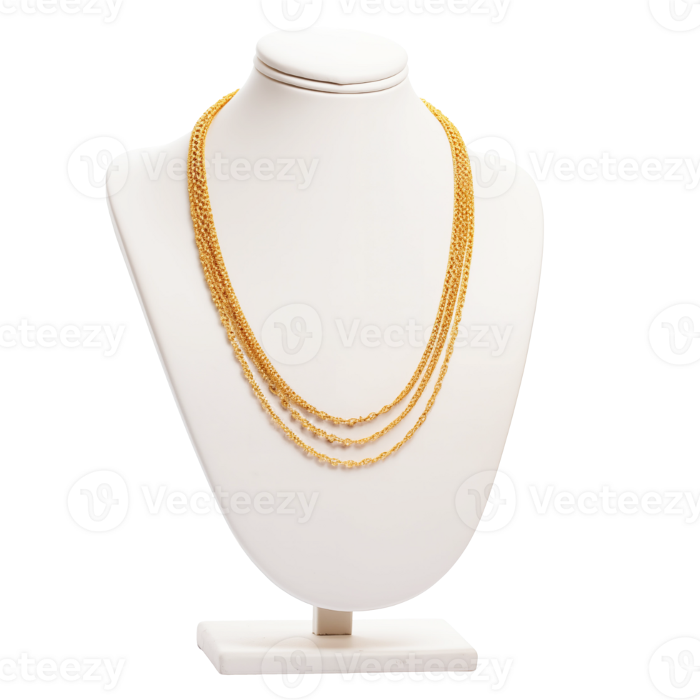 AI generated Gold Necklace on Display Stand Elegant Jewelry Photography png