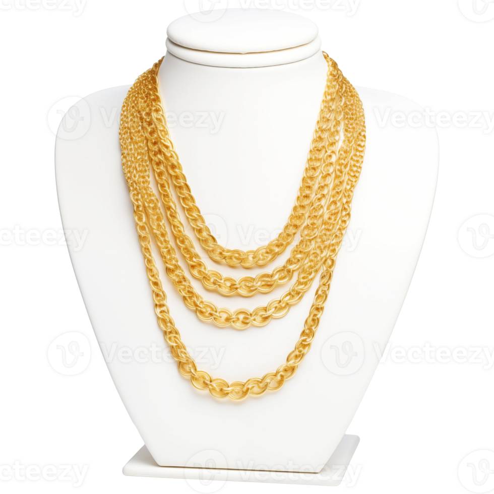 AI generated Gold Necklace on Display Stand Elegant Jewelry Photography png