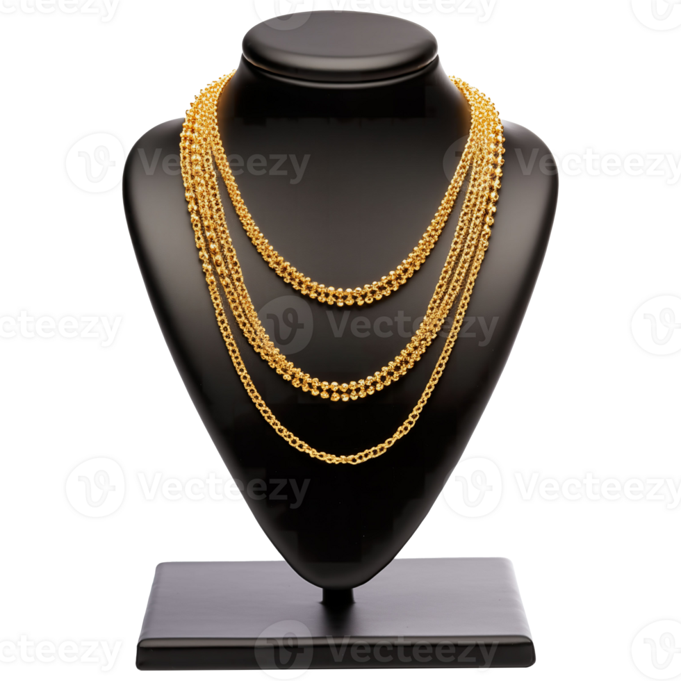 AI generated Gold Necklace on Display Stand Elegant Jewelry Photography png