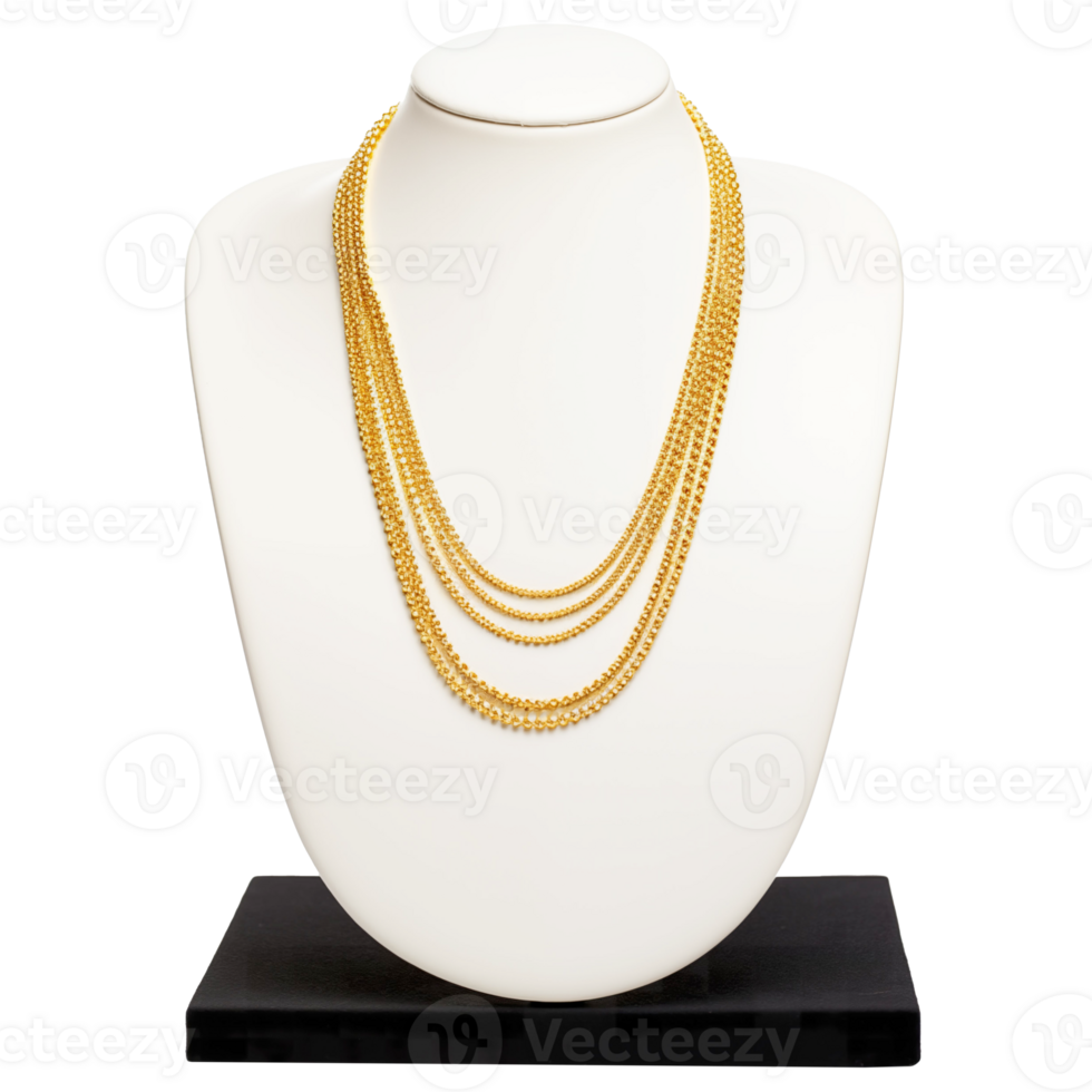 AI generated Gold Necklace on Display Stand Elegant Jewelry Photography png