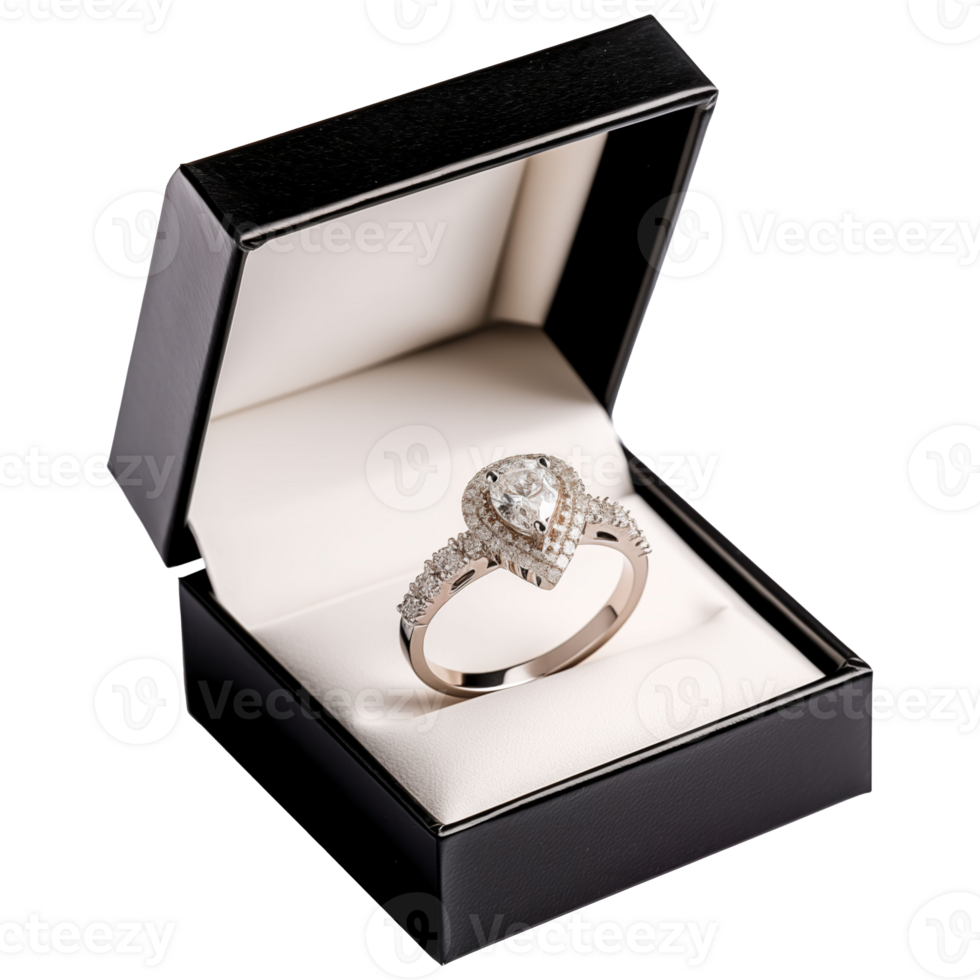 AI generated Diamond Ring in Elegant Box, Luxury Jewelry, wedding png