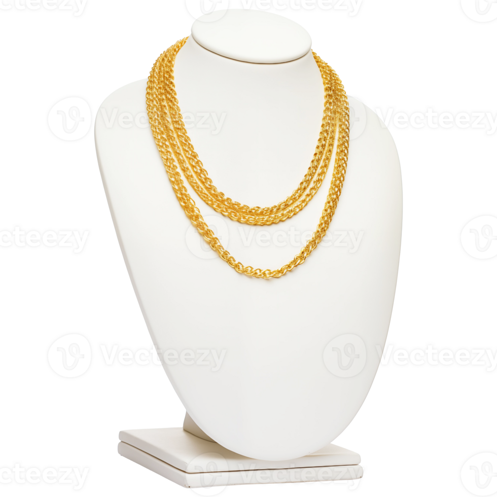 AI generated Gold Necklace on Display Stand Elegant Jewelry Photography png