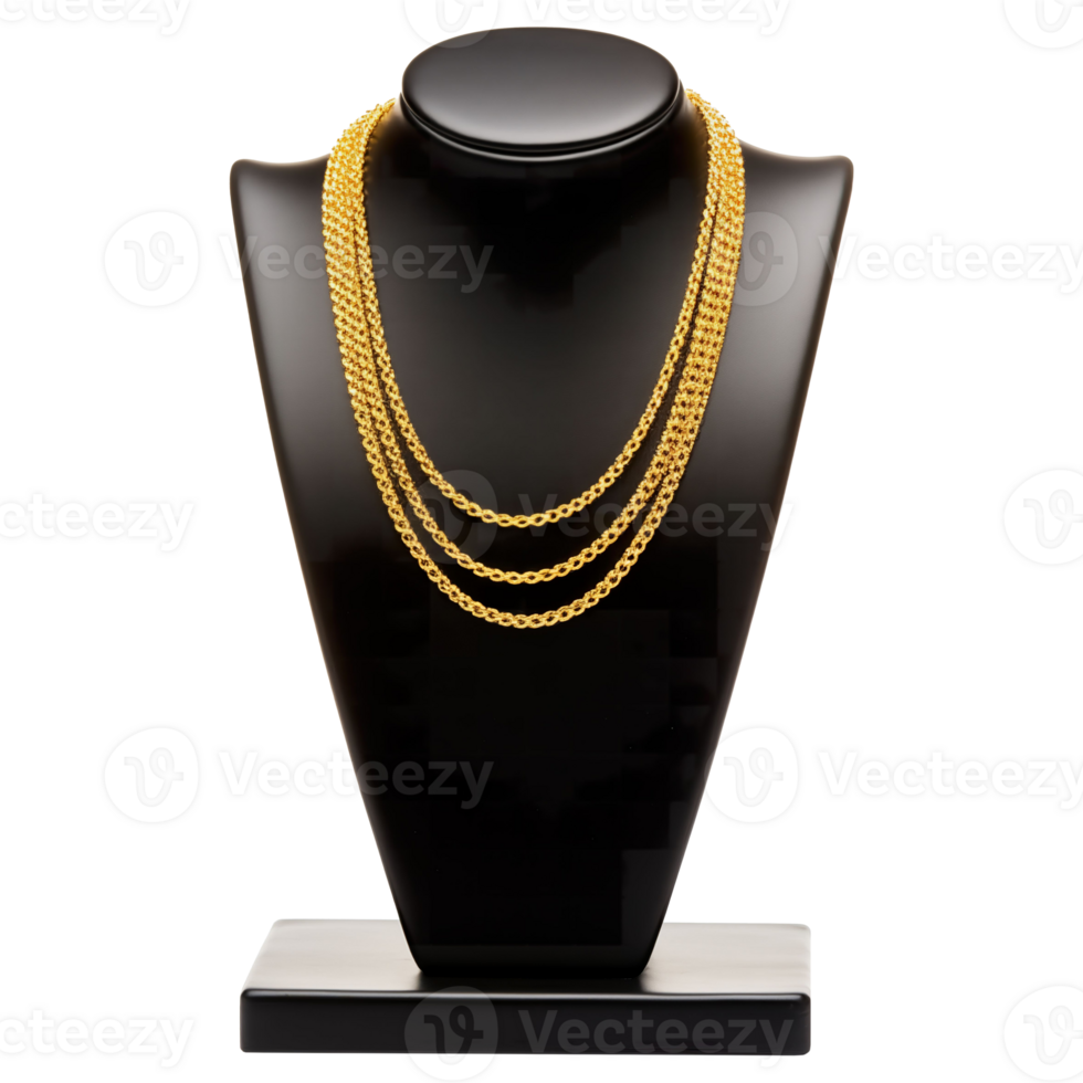 AI generated Gold Necklace on Display Stand Elegant Jewelry Photography png